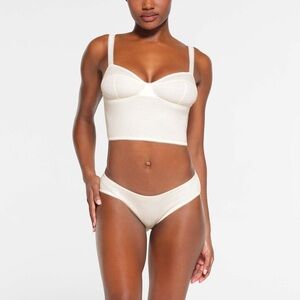 NWOT SKIMS Cotton Rib Picot Cropped Cami